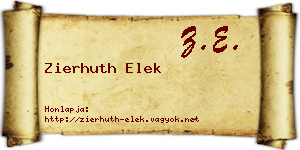 Zierhuth Elek névjegykártya